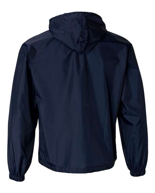 Unisex Packable Half-Zip Hooded Pullover Jacket - Navy Back