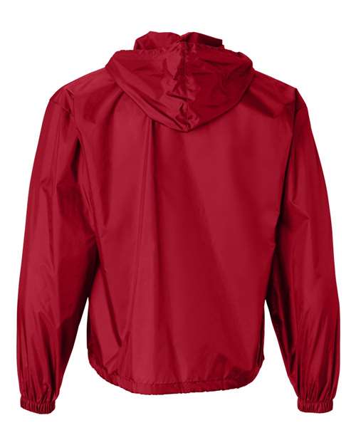 Unisex Packable Half-Zip Hooded Pullover Jacket - Red Back