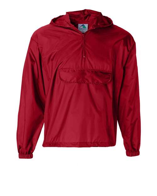 Unisex Packable Half-Zip Hooded Pullover Jacket - Red Front