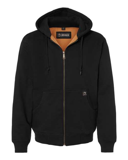 Men's Tall Crossfire Heavyweight Power Fleece Hooded Jacket with Thermal Lining - Black Front