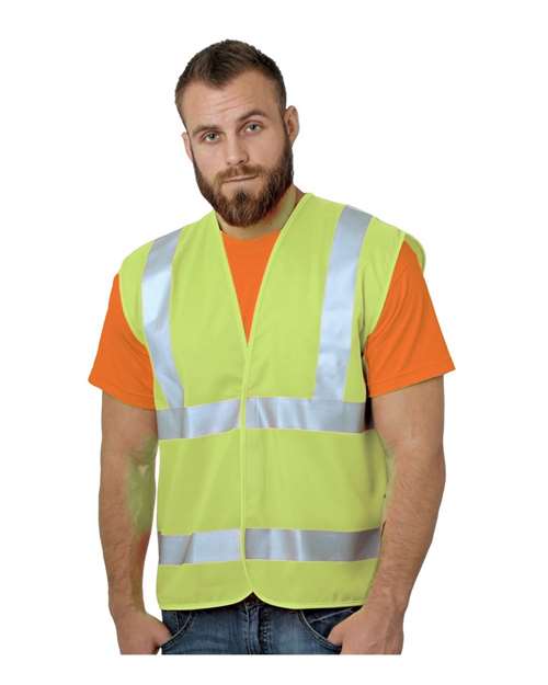 Unisex USA-Made Economy Class 2 ANSI Vest - Lime Green Front