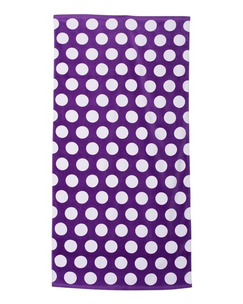 Polka Dot Velour Beach Towel - Purple Front