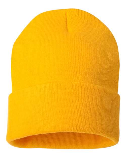 12" Solid Cuffed Beanie - Gold Back