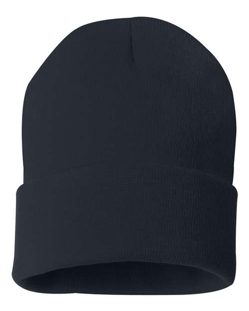 12" Solid Cuffed Beanie - Navy Back