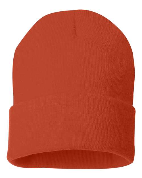 12" Solid Cuffed Beanie - Orange Front
