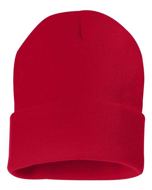 12" Solid Cuffed Beanie - Red Front