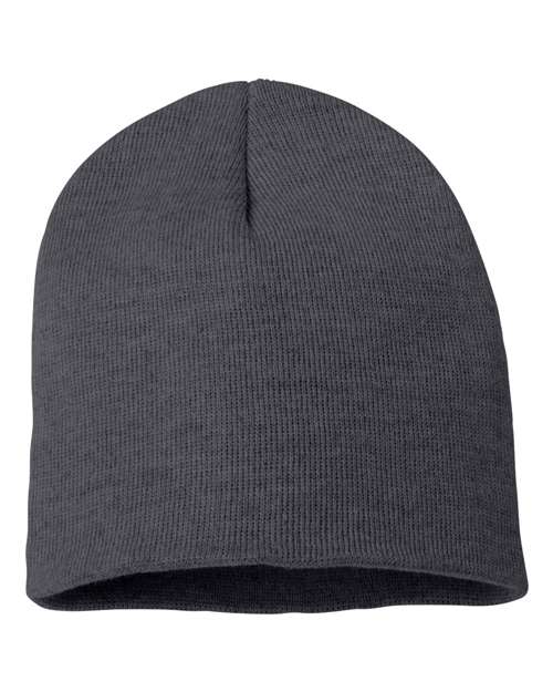8" Beanie - Heather Charcoal Front