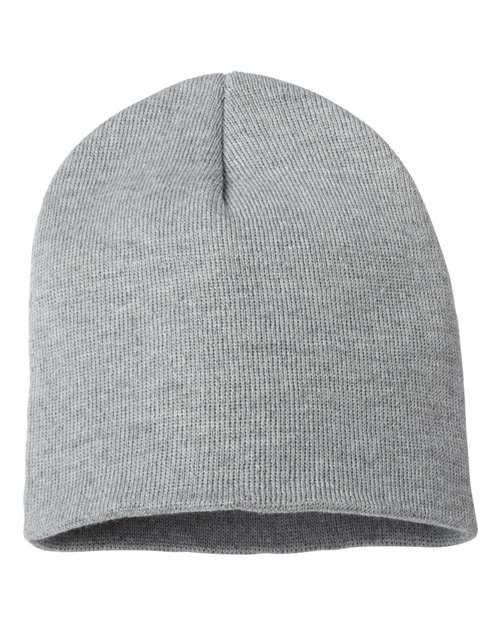 8" Beanie - Heather Grey Back