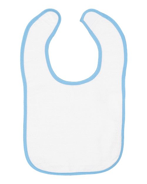Infant Contrast Trim Terry Bib - Light Blue Front