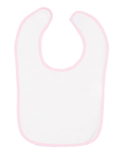 Infant Contrast Trim Terry Bib - Pink Front