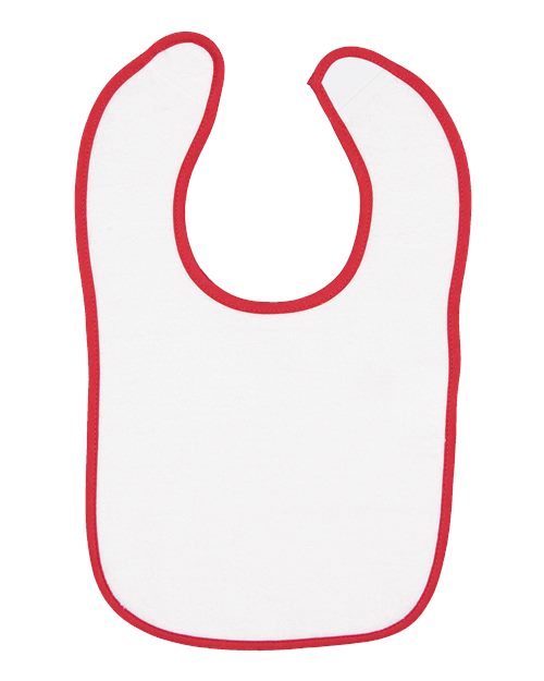 Infant Contrast Trim Terry Bib - Red Front