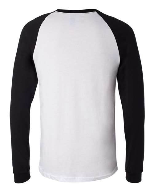 Men's Long Sleeve Jersey Baseball Tee - White/ Black Back