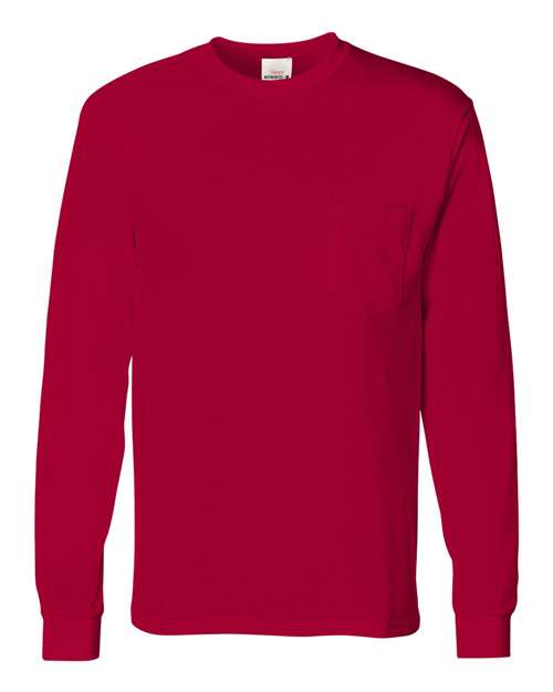 Men's Authentic Long Sleeve Pocket T-Shirt - Deep Red Front