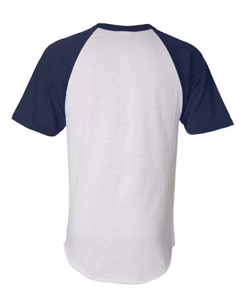 Unisex Raglan Baseball Jersey - White/ Navy Back