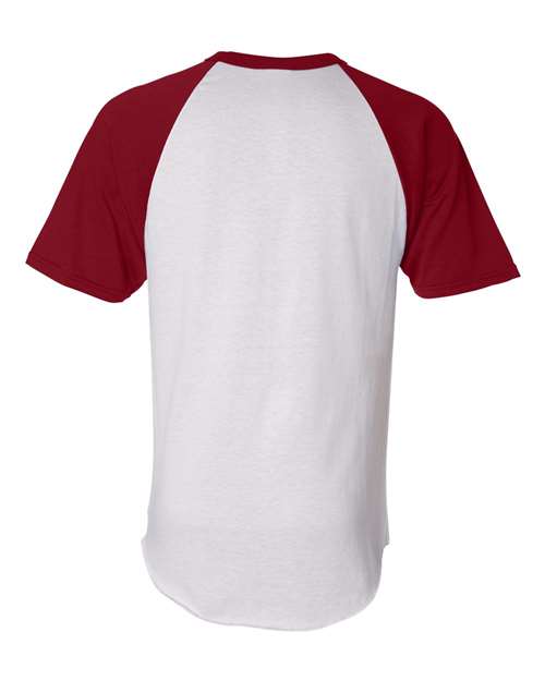 Unisex Raglan Baseball Jersey - White/ Red Back