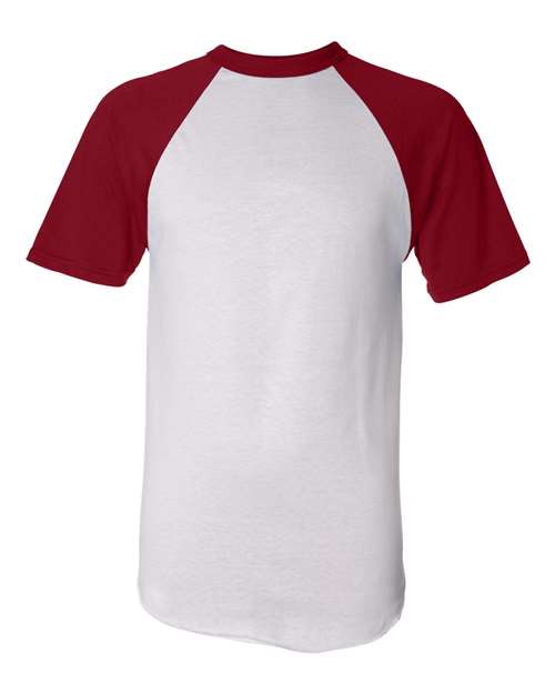 Unisex Raglan Baseball Jersey - White/ Red Front