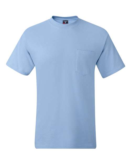 Men's Beefy-T® Pocket T-Shirt - Light Blue Front