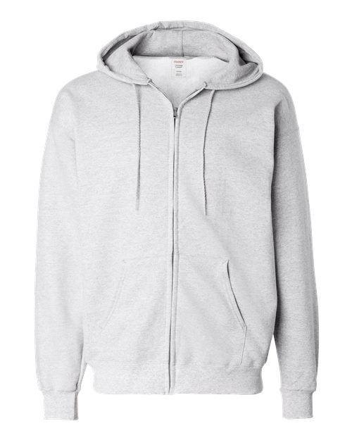 Unisex Ultimate Cotton® Full-Zip Hooded Sweatshirt - Ash Front