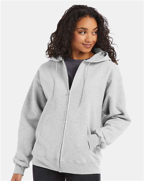 Hanes Unisex Ultimate Cotton® Full-Zip Hooded Sweatshirt - Model Front