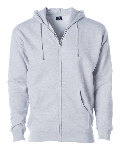 Unisex Heavyweight Full-Zip Hooded Sweatshirt - Ash Heather Front
