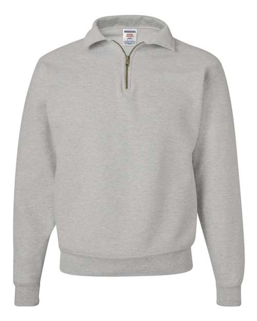 Unisex Super Sweats NuBlend® Quarter-Zip Cadet Collar Sweatshirt - Oxford Front