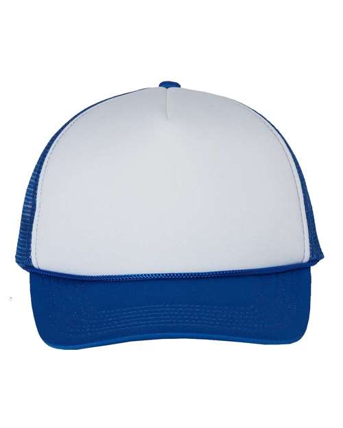 Foam Mesh-Back Trucker Cap - White/ Royal Front