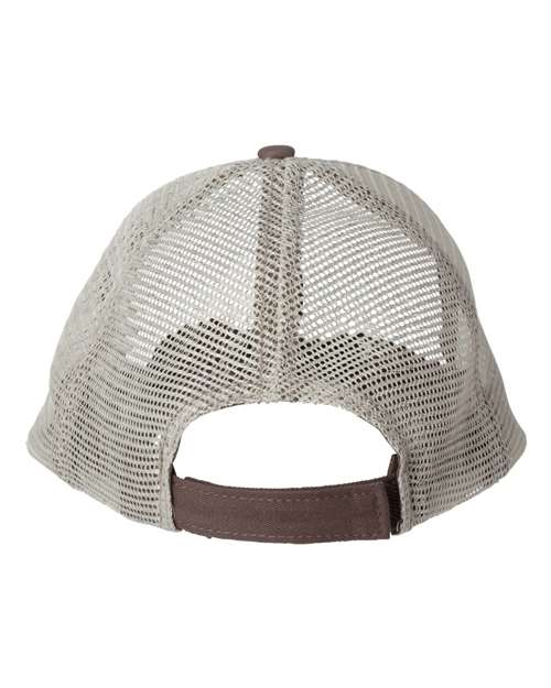 Bio-Washed Trucker Cap - Brown/ Khaki Back