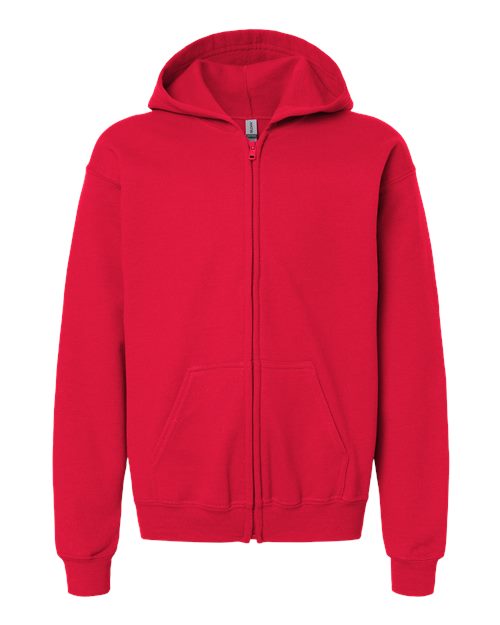 Youth Heavy Blend™ Full-Zip Hooded Sweatshirt - Red Front