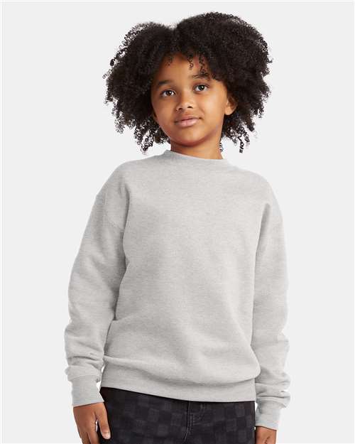Hanes Youth EcoSmart® Crewneck Sweatshirt - Model Front