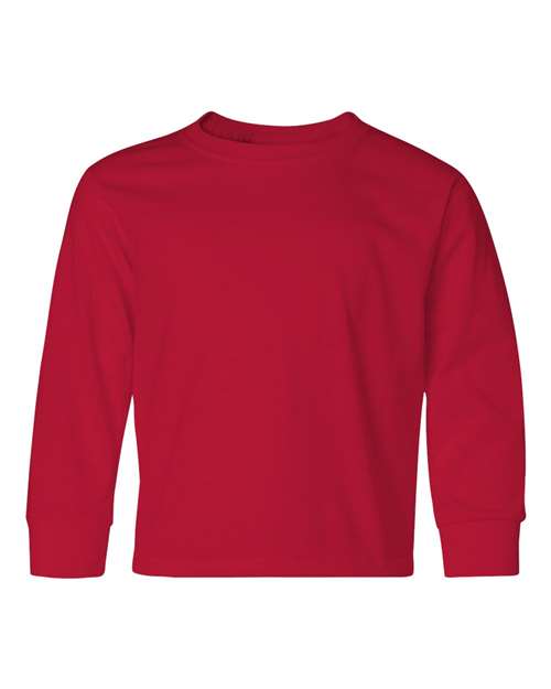 Youth Dri-Power® Long Sleeve 50/50 T-Shirt - True Red Front