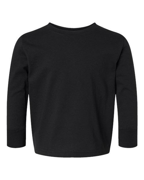 Toddler Cotton Jersey Long Sleeve Tee - Black Front