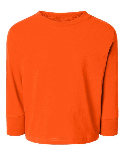 Toddler Cotton Jersey Long Sleeve Tee - Orange Front