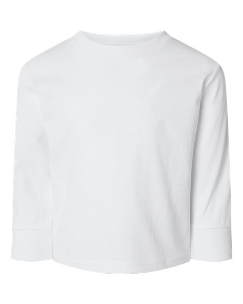 Toddler Cotton Jersey Long Sleeve Tee - White Front