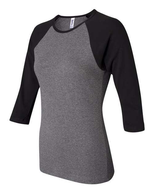 BELLA + CANVAS Women’s 1X1 Baby Rib Raglan Three-Quarter Sleeve Tee - Side