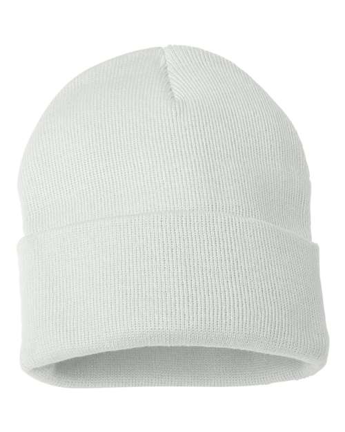 12" Solid Cuffed Beanie - White Back