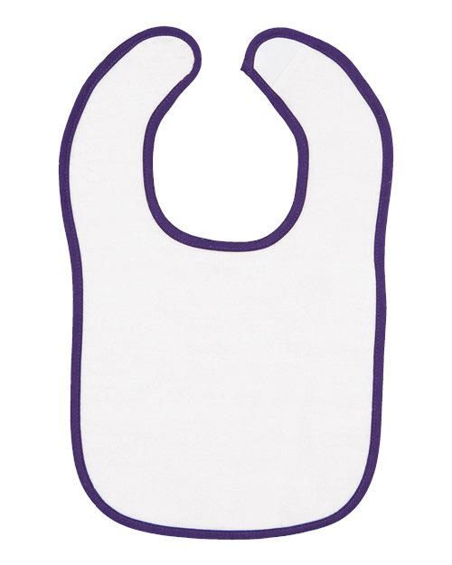 Infant Contrast Trim Terry Bib - Purple Front
