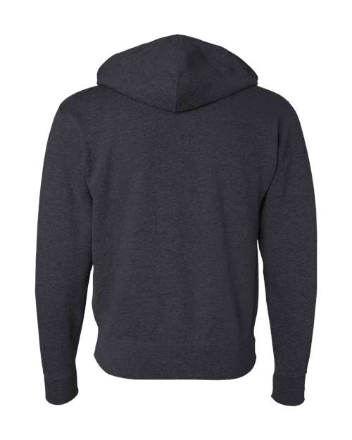 Unisex Lightweight Full-Zip Hooded Sweatshirt - Charcoal Heather Back