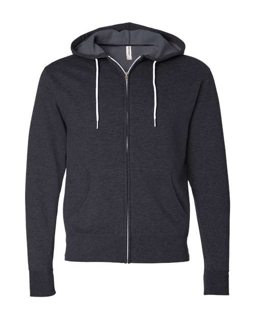 Unisex Lightweight Full-Zip Hooded Sweatshirt - Charcoal Heather Front