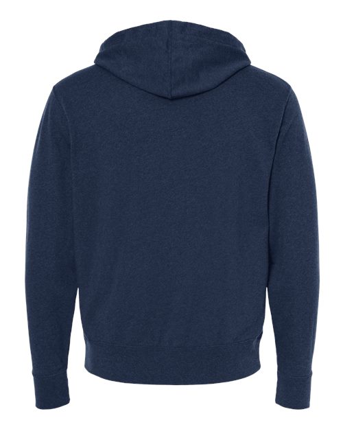 Unisex Heathered French Terry Full-Zip Hooded Sweatshirt - Navy Heather Back