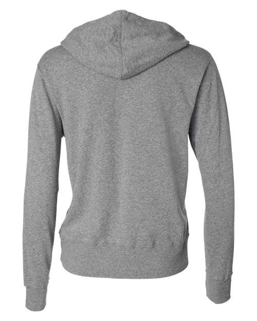 Unisex Heathered French Terry Full-Zip Hooded Sweatshirt - Salt & Pepper Back