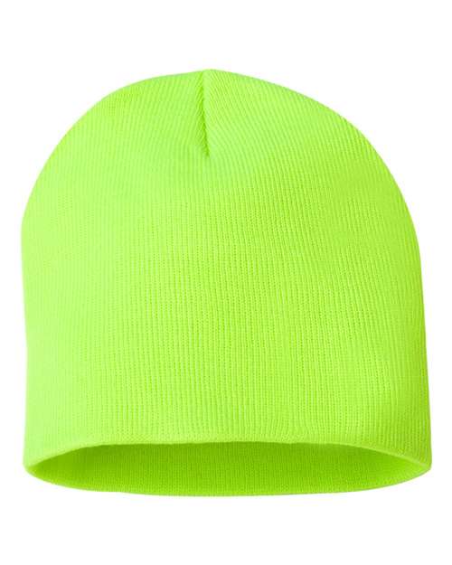 8" Beanie - Safety Yellow Back