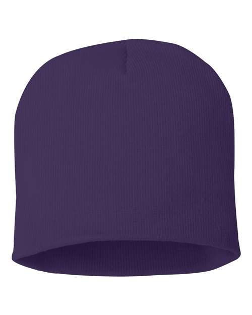8" Beanie - Purple Front