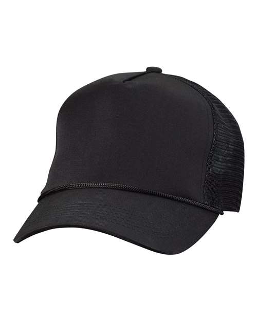 Five-Panel Trucker Cap - Black Front