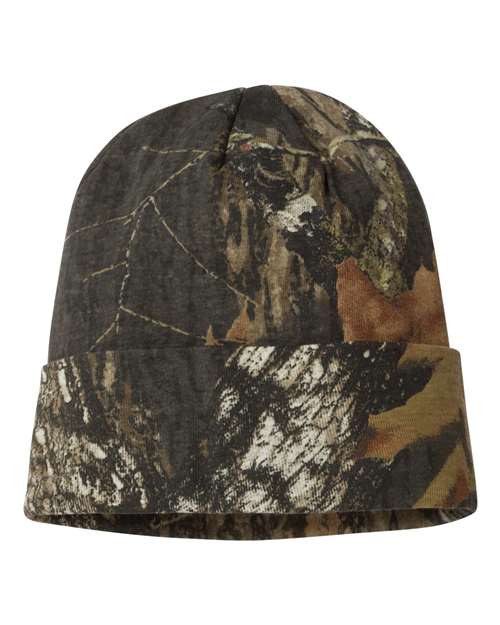 12" Licensed Camo Cuffed Beanie - Mossy Oak BreakUp Front