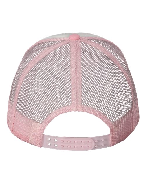 Foam Mesh-Back Trucker Cap - White/ Pink Back