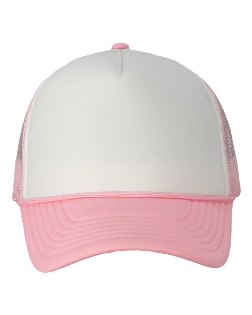 Foam Mesh-Back Trucker Cap - White/ Pink Front