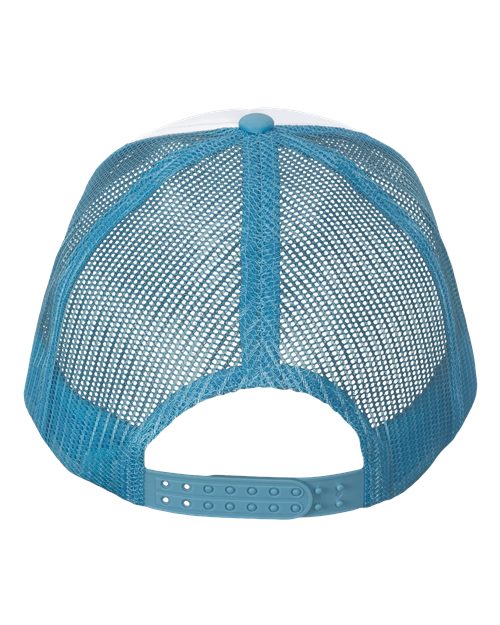 Foam Mesh-Back Trucker Cap - White/ Baby Blue Back