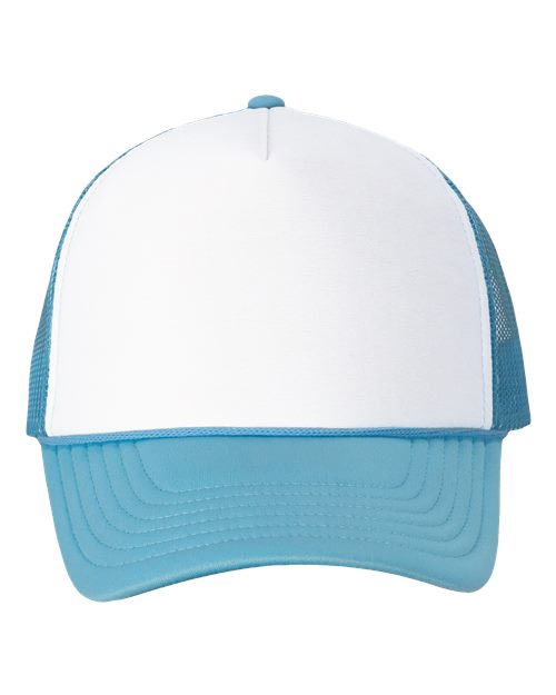 Foam Mesh-Back Trucker Cap - White/ Baby Blue Front