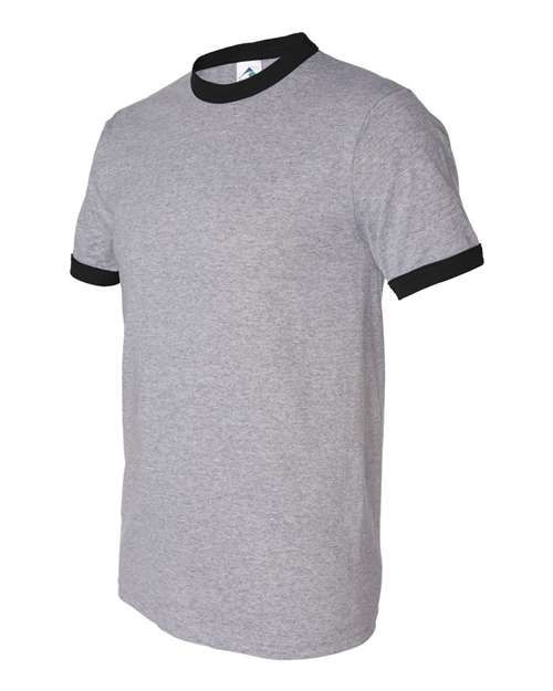 Unisex 50/50 Ringer T-Shirt - Athletic Heather/ Black Front