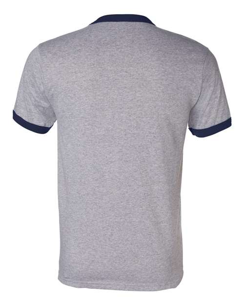 Unisex 50/50 Ringer T-Shirt - Athletic Heather/ Navy Back